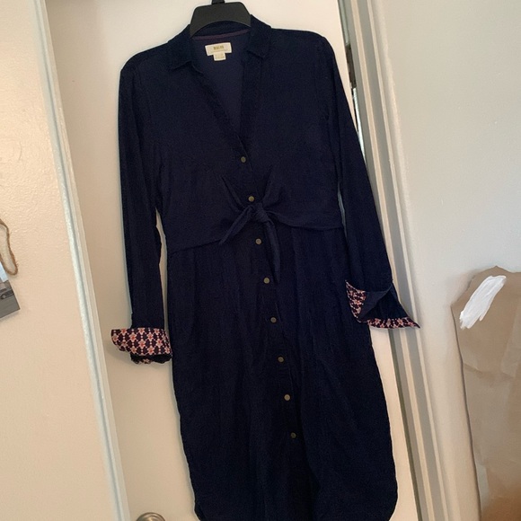 Maeve by Anthropologie tie front navy corduroy dress. Size 4. - Picture 2 of 5